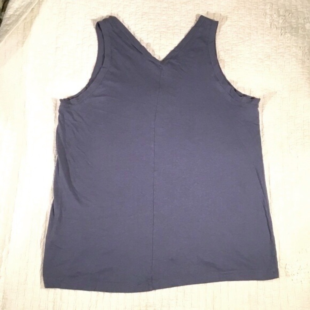 Caslon Soft Muted Medium Blue V-Neck Tank - Picture 4 of 6